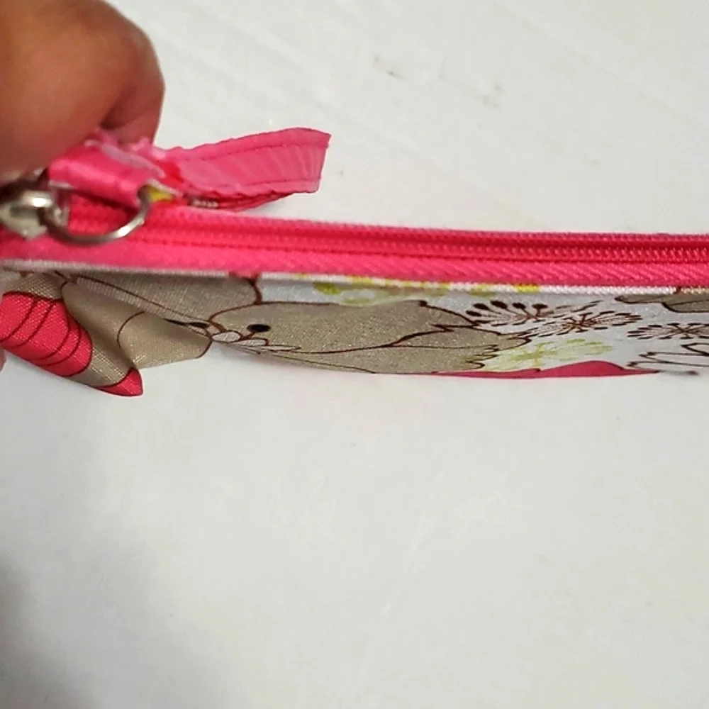 Clinique Funky Colorful Hot Pink Floral Cosmetic Bag